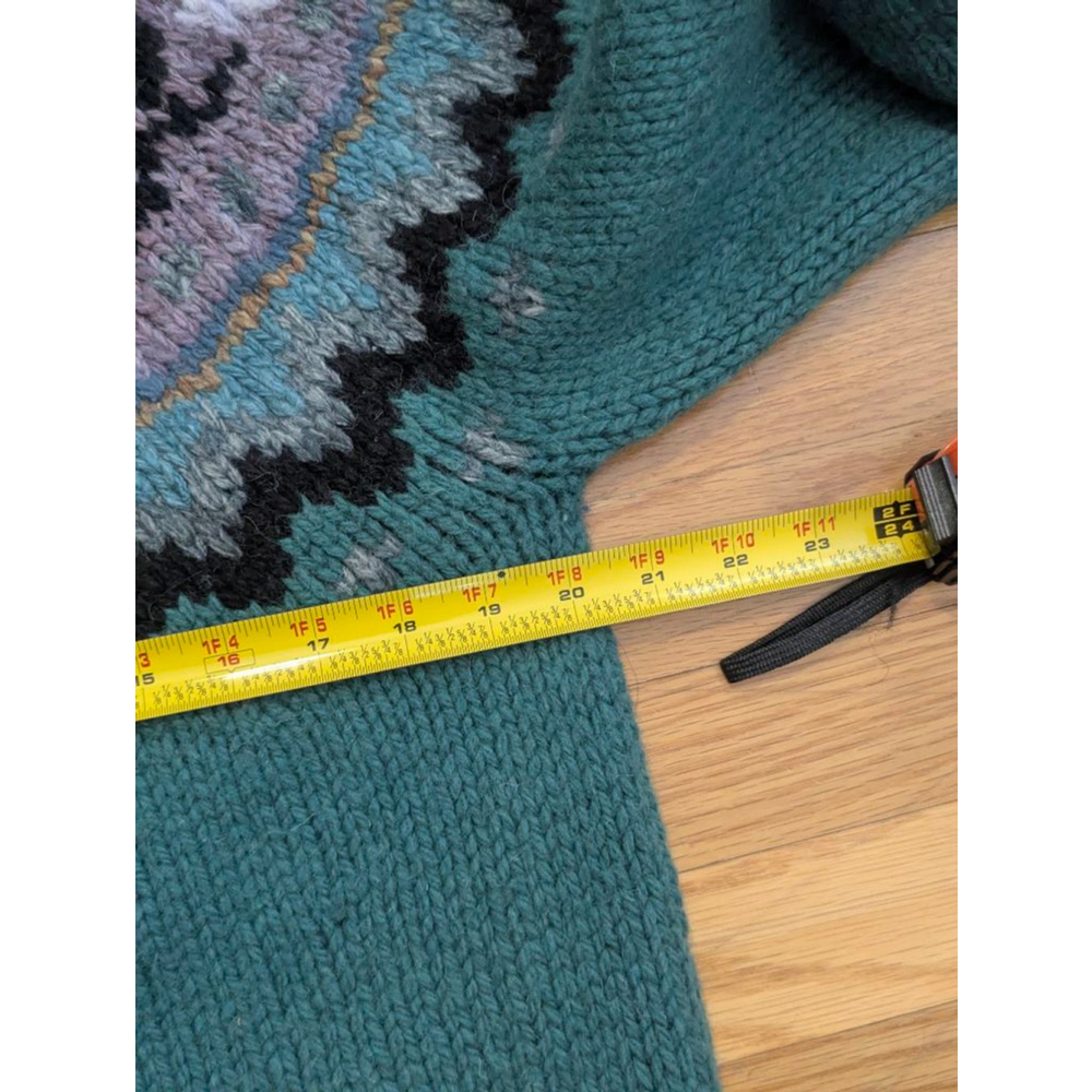 Handknits Vintage 100% Lambswool Fair Isle Button Cardigan Sweater Medium Large - Picture 10 of 12